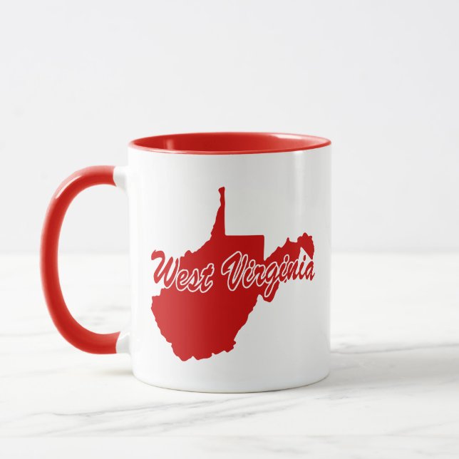 Tasse rouge en forme de l'État de Virginie occiden (Gauche)