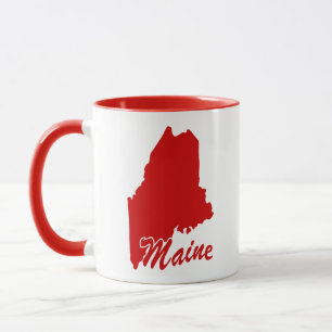 Tasse rouge en forme de l'État du Maine