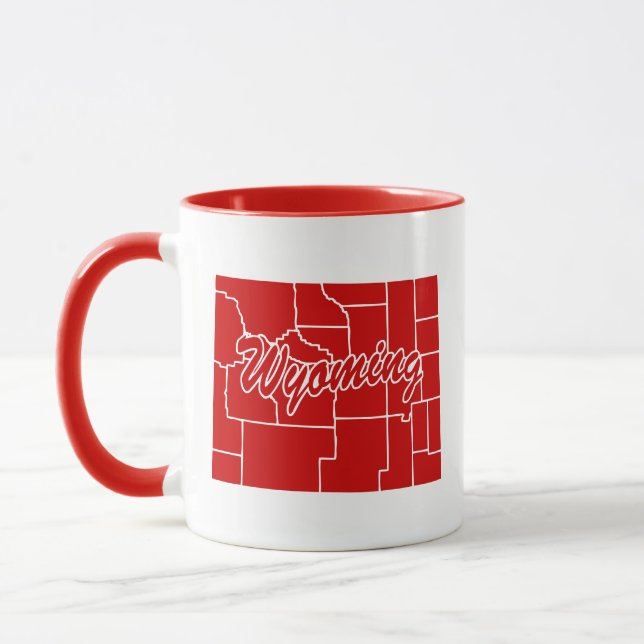 Tasse rouge en forme de l'État du Wyoming (Gauche)