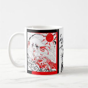 Tasse rouge et noire et de Whtie