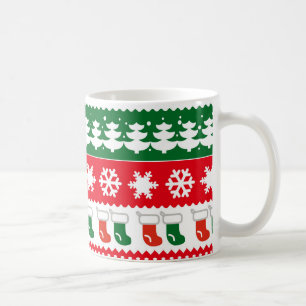 Tasse rouge et verte de coutume de motif d'arbre
