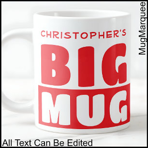 Tasse rouge grande deux tons avec texte de nom per