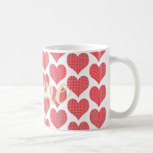 Tasse rouge lumineuse mignonne d'amoureux de motif