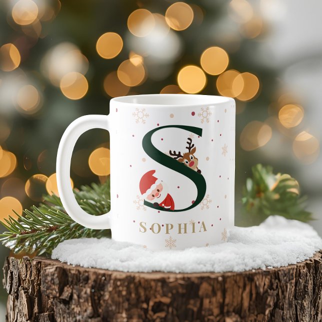 Tasse S Monogramme de Noël Personnalisée (Créateur téléchargé)