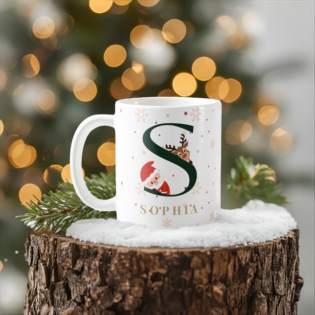 Tasse S Monogramme de Noël Personnalisée (Créateur téléchargé)