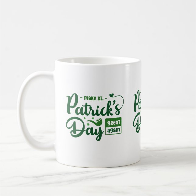 Tasse Saint-Patrick avec citation verte en gras (Gauche)