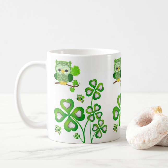 Tasse Saint-Patrick Chouette (Avec donut)