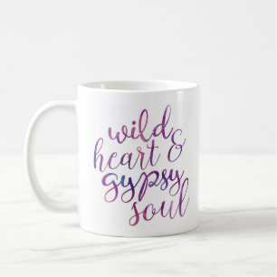 Tasse sauvage d'aquarelle d'âme de coeur et de
