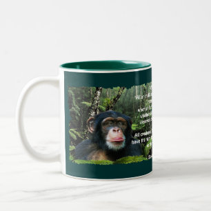Tasse sauvage de poème de chimpanzé et de faune