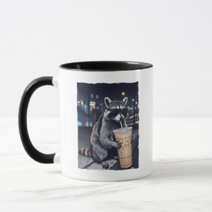 Tasse Scène de Nuit du Raton Laveur Cool Buvant du