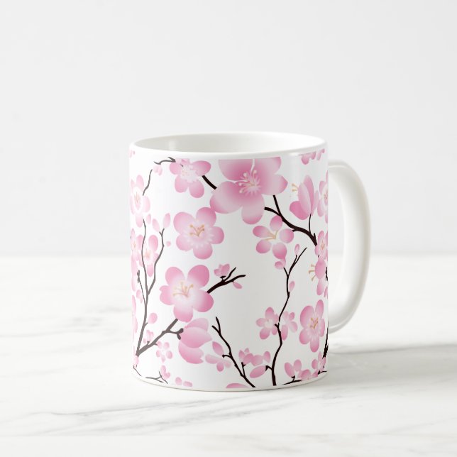 tasse sensible de fleurs de cerisier blanches (Devant droit)
