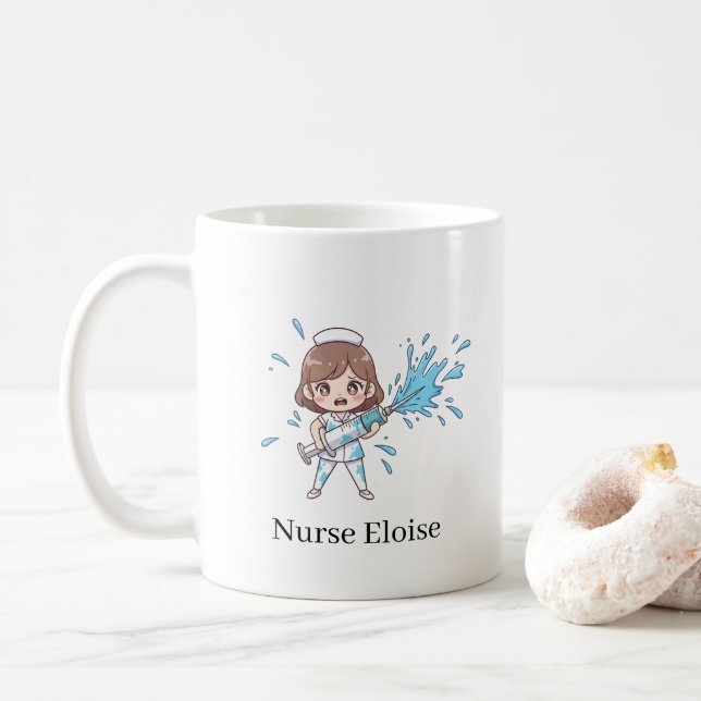 Tasse Seringue qui Déborde Infirmière Drôle Nom Pe (Avec donut)