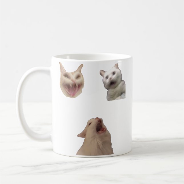 Tasse Set Chat qui Hurle Mème Drôle pour les Amate (Gauche)