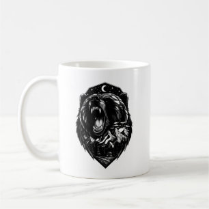 Tasse silhouette de montagne ours grizzly minuit