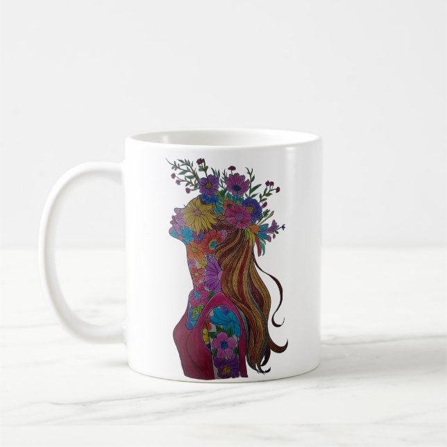 Tasse Silhouette Florale Femme Fleurie (Gauche)