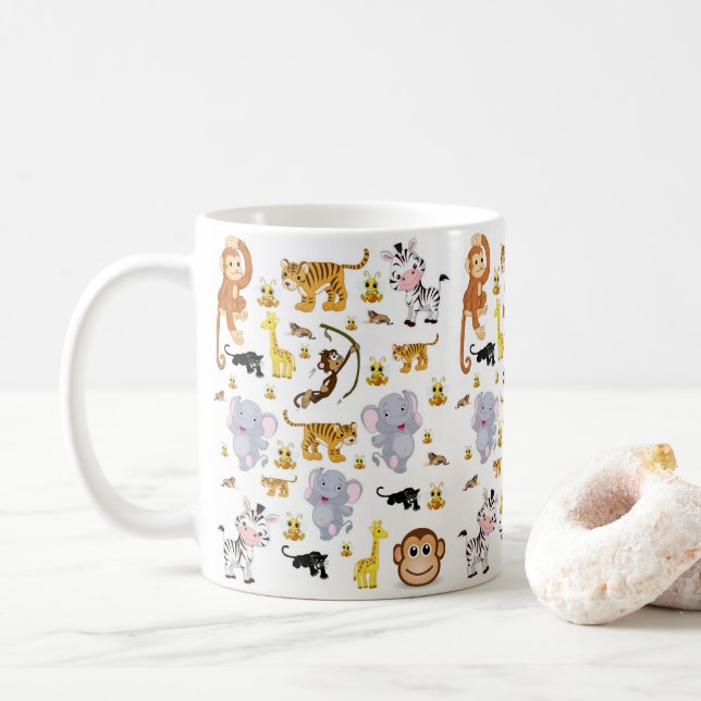 Tasse Singe Éléphant Tigre (Avec donut)