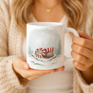 Tasse Sleeping Bear, cadeau d'art animalier hivern