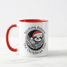 Tasse Slothing Around the Christmas Tree