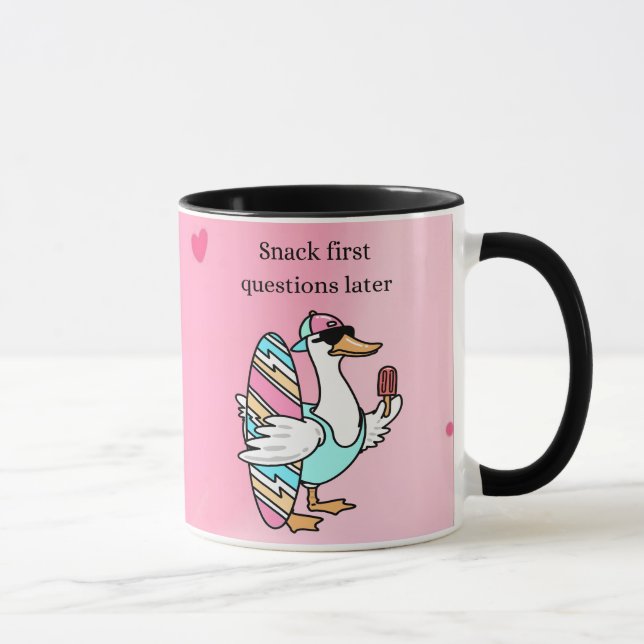 Tasse Snack d'abord, questions plus tard | Canard  (Droite)