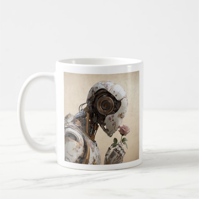 Tasse Solarpunk Robot & Rose (Gauche)