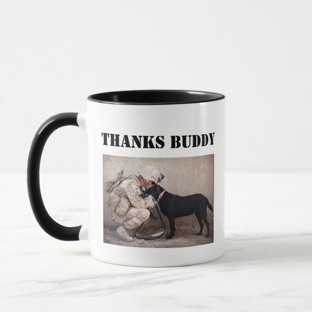 Tasse Soldat en Tenue de Combat avec son Chien Mil (Gauche)