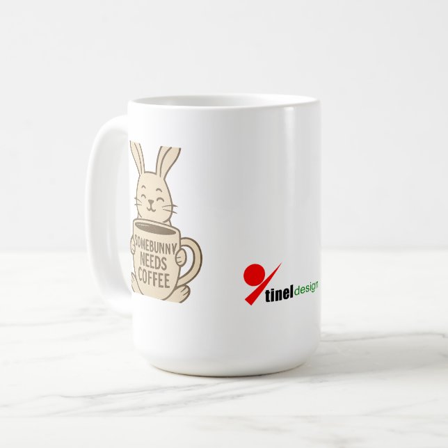 Tasse "Somebunny Needs Coffee" | Cadeau drôle de l (Devant gauche)