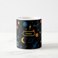 Tasse spatiale avec fusée et planètes pour garçons