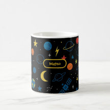 Tasse spatiale avec fusée et planètes pour garçons
