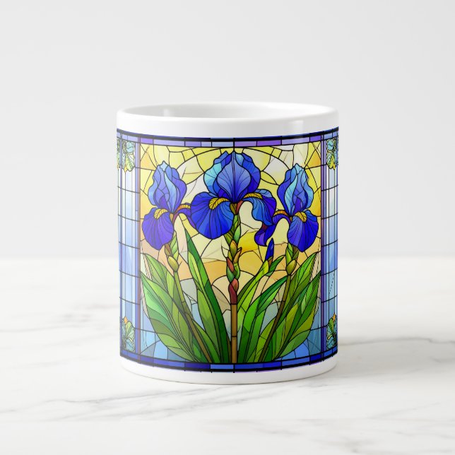 Tasse spéciale en verre bleu iris (Devant)