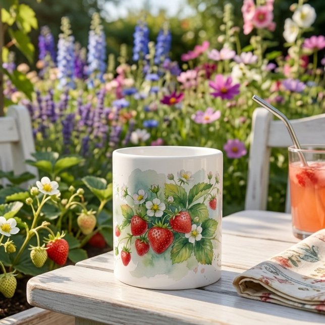 Tasse spéciale Fraises et fleurs (Créateur téléchargé)