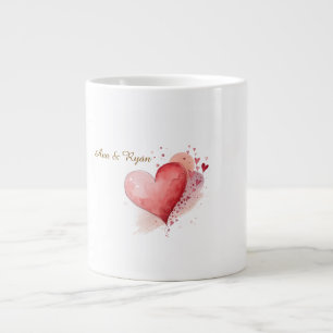Tasse Spécialiste Nom de Couple Aquarelle Cœur Per