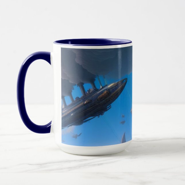 Tasse Steampunk Bateau à vapeur Dirigeable Science (Gauche)
