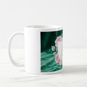 Tasse Sticker Book Mug Vert Émeraude Floral Doré