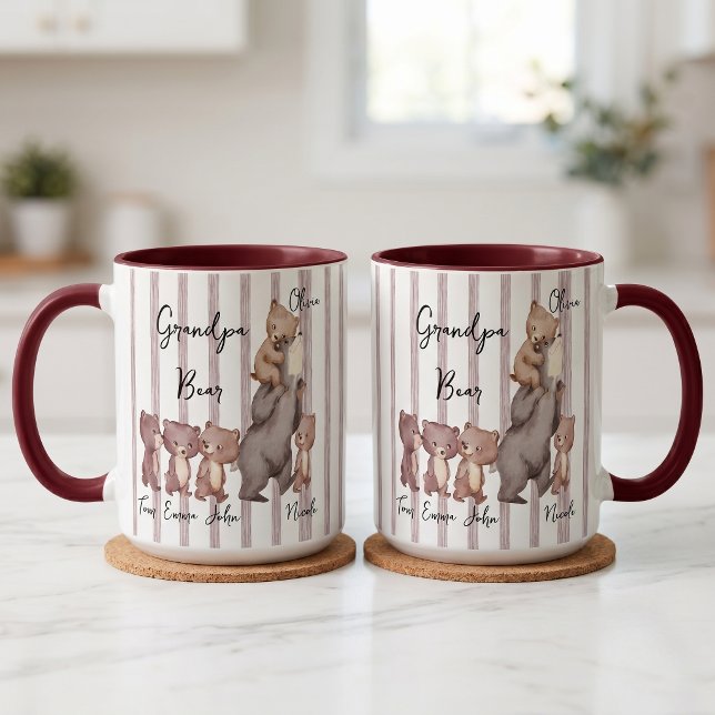 Tasse Stripe Daddy Bear Cadeau de Fête des Pères p (Créateur téléchargé)