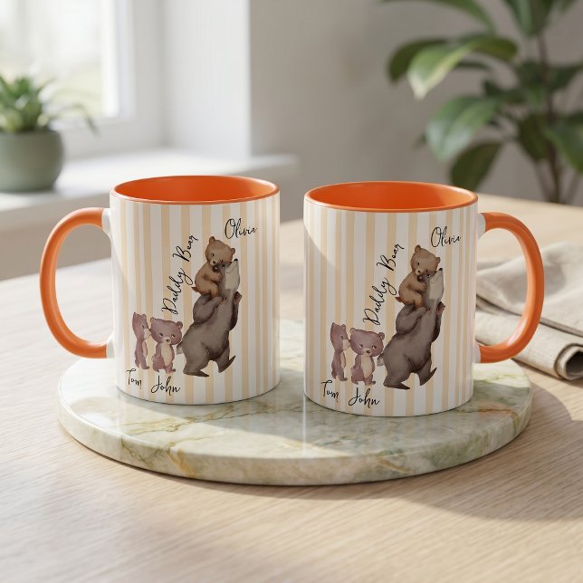 Tasse Stripe Daddy Bear Cadeau de la Fête des Père (Créateur téléchargé)