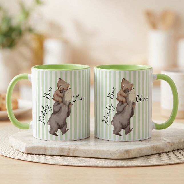 Tasse Stripe Daddy Bear Cadeau de la Fête des Père (Créateur téléchargé)