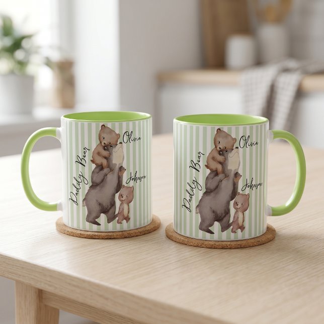 Tasse Stripe Daddy Bear Cadeau de la Fête des Père (Créateur téléchargé)