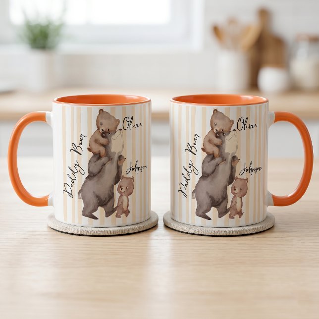 Tasse Stripe Daddy Bear Cadeau de la Fête des Père (Créateur téléchargé)