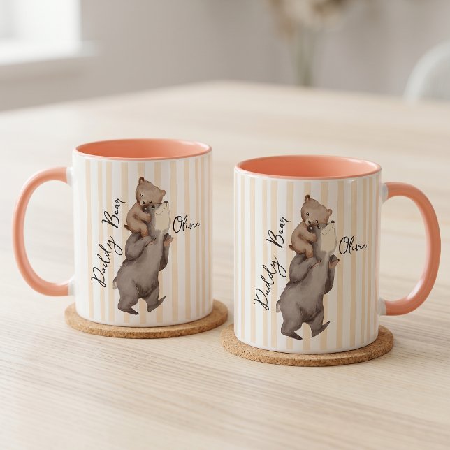 Tasse Stripe Daddy Bear Cadeau de la Fête des Père (Créateur téléchargé)