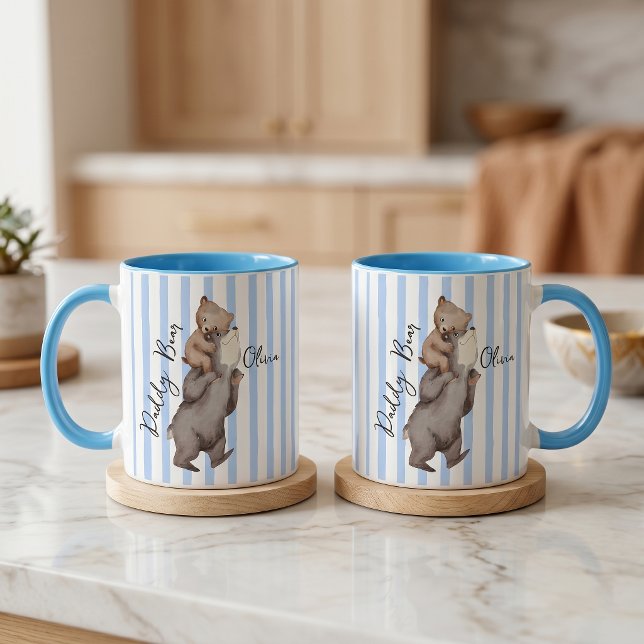 Tasse Stripe Daddy Bear Cadeau de la Fête des Père (Créateur téléchargé)