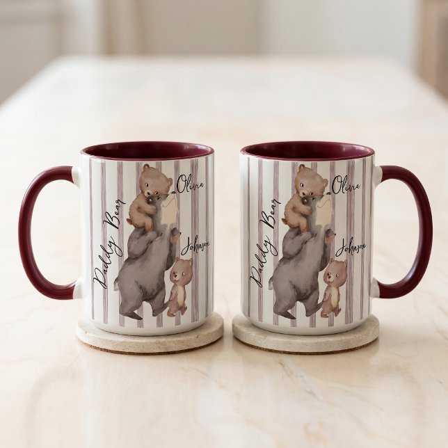 Tasse Stripe Daddy Bear Cadeau de la Fête des Père (Créateur téléchargé)
