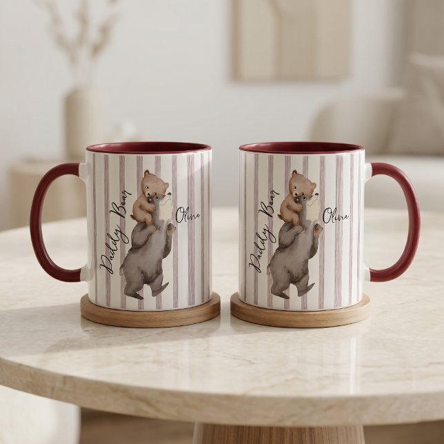 Tasse Stripe Daddy Bear Cadeau de la Fête des Père (Créateur téléchargé)