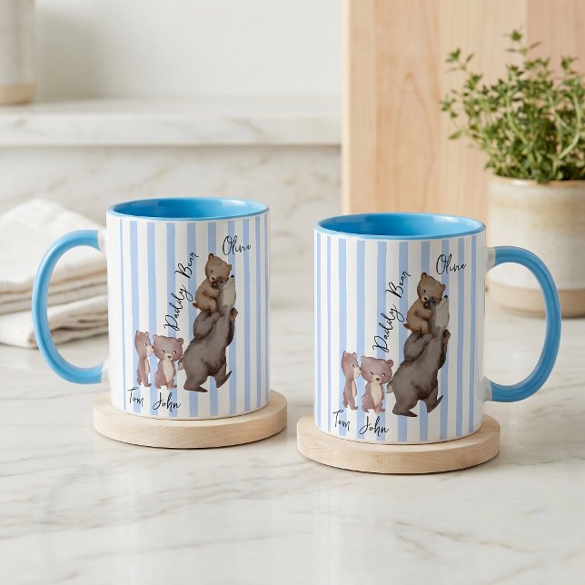 Tasse Stripe Daddy Bear Cadeau de la Fête des Père (Créateur téléchargé)