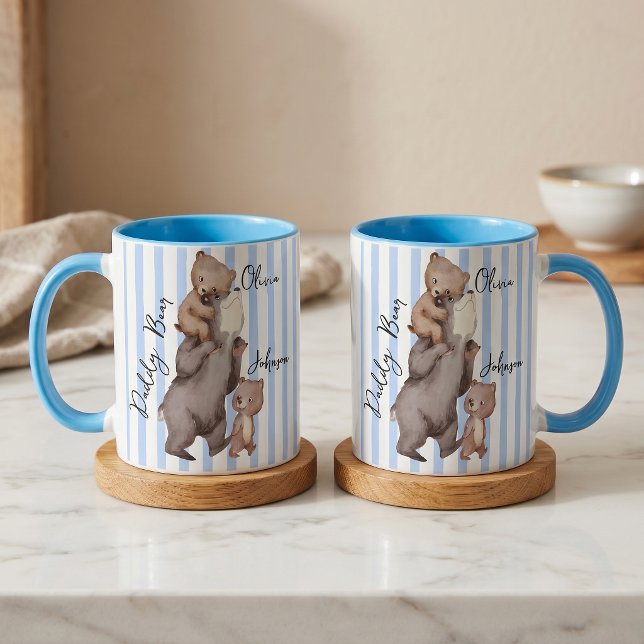Tasse Stripe Daddy Bear Cadeau de la Fête des Père (Créateur téléchargé)