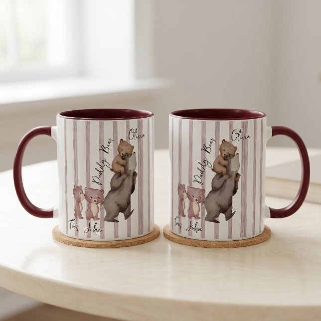 Tasse Stripe Daddy Bear Cadeau de la Fête des Père (Créateur téléchargé)