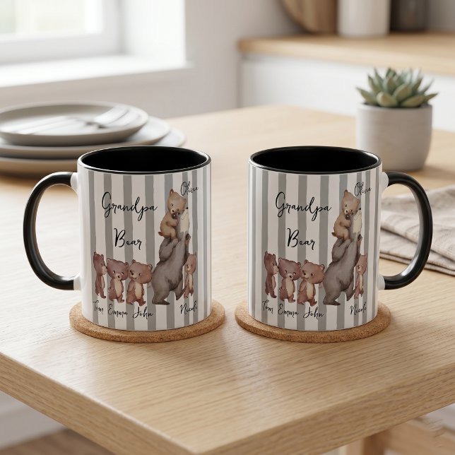 Tasse Stripe Daddy Bear Cadeau de la Fête des Père (Créateur téléchargé)