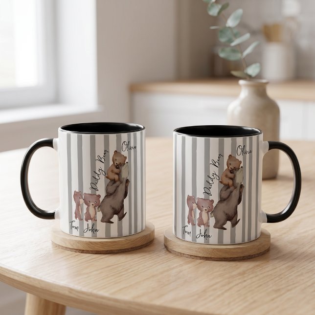 Tasse Stripe Daddy Bear Cadeau de la Fête des Père (Créateur téléchargé)