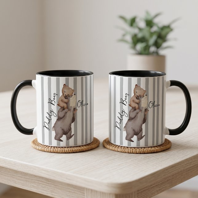 Tasse Stripe Daddy Bear Cadeau de la Fête des Père (Créateur téléchargé)