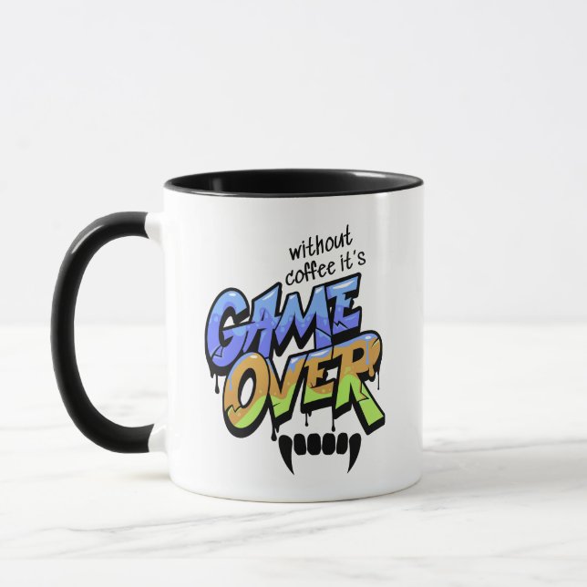 Tasse Style Graffiti « Sans café, c'est Game Over  (Gauche)