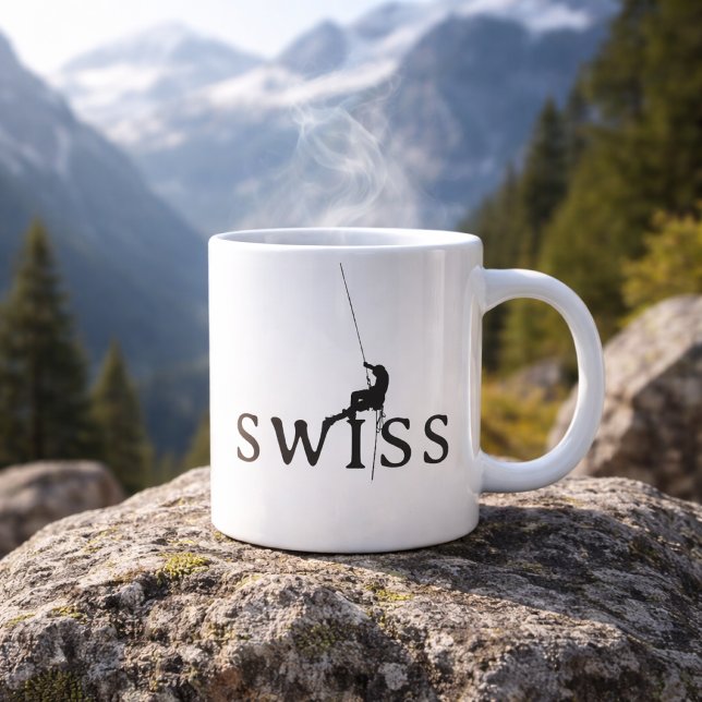 Tasse Suisse d'escalade silhouette de corde minima (Créateur téléchargé)